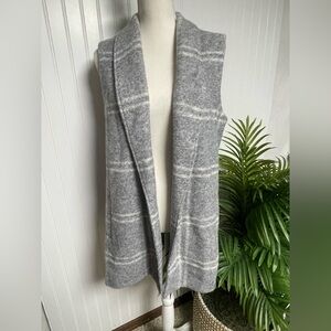 Rachel Zoe Wool Blend Gray Plaid Open Front Vest Women’s Medium
